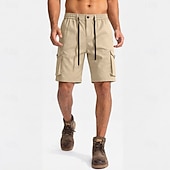 cheap Classic-Men's Tactical Cargo Cargo Shorts Shorts Casual Shorts Drawstring Pocket Elastic Waist Plain Comfort Breathable Knee Length Casual Outdoor Beach Vacation Fashion Black Navy Blue Inelastic