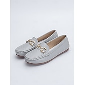 voordelige Damesinstappers &amp; loafers-Dames Groene Kettingdetail Loafers – Comfortabele Instapschoenen voor Dagelijks gebruik Wandelen Reizen en Casual Uitjes