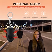 olcso Biztonsági érzékelők és riasztók-130dB-es személyi biztonsági riasztó, önvédelmi kulcstartó LED-es zseblámpával nőknek, gyerekeknek, időseknek, vészjelző sziréna éjszakai futáshoz, könnyű húzással aktiválható, 1 csomag