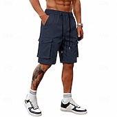 cheap Classic-Men's Tactical Cargo Cargo Shorts Shorts Casual Shorts Drawstring Pocket Elastic Waist Plain Comfort Breathable Knee Length Casual Outdoor Beach Vacation Fashion Black Navy Blue Inelastic