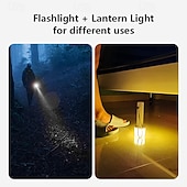 ieftine Lanterne-Lanternă compatibilă, reîncărcabilă cu LED, încărcare USB-C, lumină în 7 culori, rezistentă la apă IP55, lanternă compactă utilizată pe scară largă în camping, drumeții, situații de urgență
