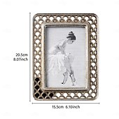 cheap Sculptures-Modern Minimalist Resin Photo Frame, 3D Fish Scale Pattern Decorative Picture Frame with Hollow Design, Tabletop Home Decor Frame for Family Photos, Bedroom Desk Shelf Display Decoration