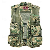 Χαμηλού Κόστους Γιλέκα-Men's Fishing Vest Hiking Vest Multi-functional Vest Summer Spring Outdoor Quick Dry Zipper Pocket Multi Pockets Wear Resistance Vest Work Hunting Fishing Brown Green