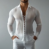 economico Camicie casual eleganti da uomo-Per uomo Camicia Camicia casual Camicia con Bottoni Camicia Jacquard Bianco Manica Lunga Semplice Colletto a Camicia Casuale Quotidiano Allacciato Abbigliamento Elegante Moda Moderno Casual