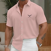 ieftine Model Geometric-Bărbați Vultur Cămașă Camașă cu nasturi Cămașă elegantă casual Manșon scurt Moda Casual Haine de strada Vacanță Vară Primăvară Răsfrânt Imprimare 3D cămăși cu guler Albastru piscină Vernil Roz