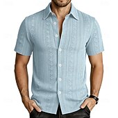 Χαμηλού Κόστους Ανδρικά Smart Casual πουκάμισα-Ανδρικά Πουκάμισο Casual πουκάμισο Πουκάμισο με κουμπιά Πουκάμισο ζακάρ Μαύρο Λευκό Πράσινο Ανοικτό Βαθυγάλαζο Καφέ Κοντομάνικο Σκέτο Κολάρο Πουκαμίσου Causal Καθημερινά Ζακάρ Ρούχα
