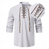  Médiéval Renaissance Chemise Manches longues Pirate Viking Déguisement Homme Halloween Carnaval Performance LARP Foire de la Renaissance Adulte Chemise