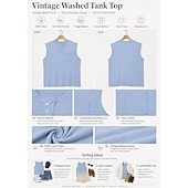  Vintage-Tanktop für Herren, 100 % Baumwolle, Acid-Wash-Optik, ärmelloses Unterhemd, Henley-Shirt, schlichtes Sommer-Design, Basic-Tasche, Knöpfe, Urlaub, Streetwear, schwarzes T-Shirt für Herren