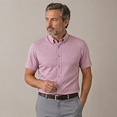 voordelige Overhemden voor heren-Voor heren Overhemd Overhemd met knopen Effen Dagelijks liiketoiminta Licht Roze Korte mouw Strijkijzer Lente zomer Zomer Kleding Lapwerk