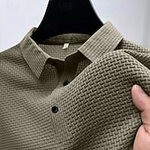 economico Polo classica da uomo-Per uomo Testurizzato Polo da Golf Casuale Ferie Classico Manica Corta Moda Essenziale Semplice Bottoni Estate Vestibilità regolare blu navy Nero Bianco Giallo Verde Blu scuro Testurizzato