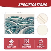 お買い得  Placemats＆Coasters＆Trivets-夏の海をイメージしたダイニングプレイスマット、ポリエステル100％の長方形テーブルマット、海の幾何学模様デザイン、洗濯機洗い可能、耐熱性、耐久性のあるテーブルプロテクター、モダンなホームキッチン