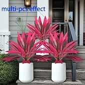 cheap Artificial Flower-6 Pcs Artificial Tropical Plant 17 Leaves Faux Bamboo Dracaena for Indoor &amp; Outdoor Decor, DIY Floral Arrangements, Plant Walls, Garden, Patio &amp; Greenery Accents