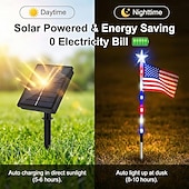 billiga Pathway Lights &amp; Lanterns-8 anslutna i 1 solcellsdrivna amerikanska flagggångslampor röda, vita och blå trädgårdsljus för 250-årsfirandet av självständighetsdagen patriotiska vattentäta LED-trädgårdsdekorationer för utomhusbruk, 4 juli och minnesdagen.