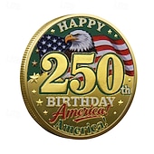 abordables 250 Aniversario de los EE. UU.-Moneda conmemorativa del 250 aniversario de EE. UU., moneda coleccionable patriótica, águila &amp;libertad &amp;Diseño de bandera, moneda conmemorativa, metal duradero, recuerdo histórico para exhibición