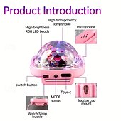 baratos Iluminação de Ambiente-Mini bola de discoteca com luz ativada por som, luzes de festa LED RGB portáteis com USB e pulseira. &amp;Ventosa para carro infantil, DJ rave, luz de humor que muda de cor, presente ideal para