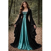  Mittelalterlich Renaissance Kleid Ausgefallene Kostüme langarm Hexe Wikinger Kostüm Damen Keltisch Fantasie Halloween Karneval Leistung LARP Renaissance-Messe Erwachsene Kleid