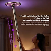 abordables Contrôle des Insectes Intérieur-Tapette à mouches électrique 2 en 1 &amp;Raquette anti-insectes, tueur de moustiques automatique avec laser de chasse &amp;Lampe UV, poignée extensible, tête pliable à 90° pour fixation murale, rechargeable