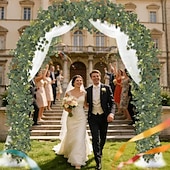 levne Umělé rostliny a zeleň-Girlanda z eukalyptových listů, umělý hedvábný list, stříbrný dolar, umělá zeleň, falešná závěsná girlanda z eukalyptových listů na stůl, svatební hostinu, interiér, exteriér, zeď, plášť, pokoj,