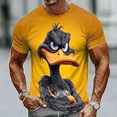  Maglietta da uomo con stampa grafica di un'anatra nera arrabbiata e scontrosa con un atteggiamento sarcastico e divertente, girocollo, maniche corte, streetwear casual, regalo di compleanno per papà,