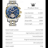 economico Orologi meccanici-Orologio automatico da uomo Olevs Skeleton, lussuoso orologio da polso da lavoro bicolore in acciaio inossidabile con calendario multifunzione, orologio meccanico analogico luminescente impermeabile,