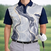 economico Polo da golf da uomo-Per uomo Marmo Polo Sportivi Manica Corta Magliette polo Camicie con Colletto Casual Athleisure Abbigliamento quotidiano Stampa 3D Bottoni Primavera &amp; Estate Blu Blu marino Viola