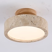 cheap Ring &amp; Round Design-Farmhouse Hallway Ceiling Light Fixture Natural Stone Ceiling Light Mid Century Modern Semi Flush Mount Ceiling Light  LED Close to Ceiling Light for Corridor Porch Bathroom Kitchen