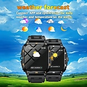 voordelige Smartwatches-Rugged Smart Watch, Military Tactical Fitness Tracker with Heart Rate Monitor &amp; SpO2, Waterproof Sport Smartwatch for Men Women, Compatible with iPhone Android, Ideal Birthday Gift