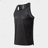 billige Løpe T-skjorter og tanktopper-Herre Ensfarget Treningstank topp Singlet til jogging Gymtopp Sommer Vår Netting Ermeløs Hurtigtørkende Komprimering Fukttransport Pustende Treningsøkt Løp Vandring Jogge Blå Svart Hvit Sports