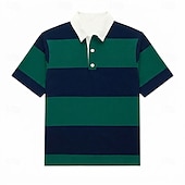 economico Polo da rugby da uomo-Per uomo Strisce orizzontali Polo da rugby Manica Corta Magliette polo Bavero Casual Athleisure Abbigliamento quotidiano Stampa 3D Bottoni Primavera &amp; Estate Blu Rosso 3 Giallo