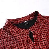 ieftine Topuri-Retro / vintage Discotecă Anii 1980 Tricou Tricou POLO Mâneci scurte Disc Metalic strălucitor Metalic cadrilat Costume de fancy Bărbați Carnaval Petrecere Măr Adulți Cămașă Primavara vara
