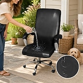 cheap Chair Cover-Waterproof Office Chair Cover, PU Leather Stretch Slipcover, Durable Easy Clean Chair Protector