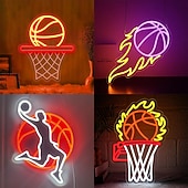 cheap Decorative Lights-Basketball Neon LED Wall Light, USB Powered Adjustable Brightness, Indoor Bedroom, Gaming Room, Game Room, Esports Room, Man Cave, Kids Room, Teen Boys, Basketball Fans, Birthday, Holiday, Party, Home