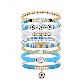 baratos Partida de Futebol Mundial 2026-Conjunto de pulseiras para fãs de futebol, inspiradas na Copa do Mundo, com contas e pingentes de futebol. Adoro futebol! Joias ajustáveis para crianças apaixonadas por futebol. &amp;adultos
