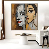 baratos Famous Paintings-handmade Picasso Style Woman Faces Painting Custom Art Abstract Couple Painting Unique Decor for Therapy Office Woman Faces Painting on Canvas