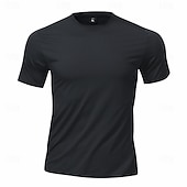 cheap Men's Casual T-shirts-Men's T Shirt Short Sleeve Shirt Tee Top Short Sleeve Crew Neck Summer Spring Solid Color Streetwear Stylish Leisure Quick Dry Slim Daily Outdoor Running Light Grey Top Tee for Men