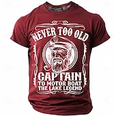  ανδρικό ποτέ πολύ παλιό καπετάνιο σε μηχανοκίνητο σκάφος ο θρύλος της λίμνης αστείο ναυτικό γραφικό μπλουζάκι με κοντό μανίκι, στρογγυλή λαιμόκοψη, παλιό καπετάνιο με σωλήνα, vintage δώρο για βαρκάδα,