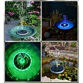 お買い得  水中ライト-ソーラーバードバス噴水、色が変わるLEDライト &amp;4本のドリフト防止固定ロッド &amp;8つのノズルを備えた、鳥の水浴び場、庭、裏庭、池、魚のいる池用の改良型ソーラー噴水