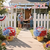 お買い得  造花-7月4日の飾り付け用、赤、白、青の愛国的な花のアレンジメント、フェイクシルク、UV耐性、メモリアルデー、庭、ポーチ、家の装飾用、デイジーの造花20束