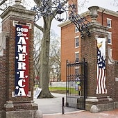 baratos 250º Aniversário dos EUA-1/2 par de bandeiras patrióticas com águia e porco para o 4 de julho, com a frase "Deus abençoe a América", decoração para porta de entrada com a bandeira americana, estrelas e listras para o Dia da