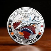  U.S. Military Strike 2026 Commemorative Coin – Patriotic Eagle & Fighter Jet Design, Collectible Silver Tone Coin for Veterans, U.S. Armed Forces, and Memorabilia Enthusiasts