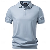 abordables Polo classique pour homme-Homme Polo Chemise de golf Occasionnel Rue Revers Manche Courte Basique Moderne Uni Poids Léger Boutons Été Printemps Coupe régulière bleu marine Kaki Gris Bleu clair Polo