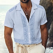 abordables Patrón étnico-Hombre Étnico Floral intrincado Flores Camisa Camisa Guayabera Camisa de campamento Mangas cortas retro de la vendimia Casual Diario vacaciones en la playa Verano Primavera Collar Cubano Impresión 3D
