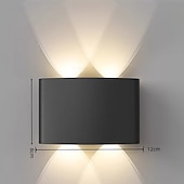 billiga utomhus vägglampor-upp- och nerljus utomhus, utomhusvägglampor ip54 vattentät, 3000k modern vägglampa, LED-vägglampa badrum vägglampa aluminium för trädgård, sovrum, hall, trappor (svart)