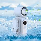 billiga Campingljus &amp;amp; lyktor-USB-uppladdningsbar mini-klämmfläkt med vridbart roterande klämma – bärbar 4-hastighets clip-on &amp;skrivbordsfläkt, LED-batterinivådisplay, 180° justerbart huvud, batteri med lång livslängd för hem,