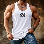 baratos Treningsskjorter uten armer-Men's Tank Top Vest Undershirt Sleeveless Shirt Sleeveless Crew Neck V Neck Scoop Neck Summer Plain Fashion Sporty Classic Quick Dry Casual Gym Street Black White Yellow Top Tee for Men