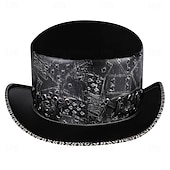 abordables Accessoires et plus-Punk &amp; Gothique Médiéval Steampunk Haut-de-forme Médecin de la peste Fleuri Crâne Déguisement Homme Fantaisie Halloween Carnaval Performance LARP Foire de la Renaissance Adulte Chapeau