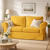  100% Cotton 2 Seater Sofa Cover Sofa Bed Slipcover with Cushion and Backrest Covers Washable Furniture Protector Fits Ektorp Couch Slipcover