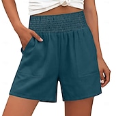 abordables Short de sport-Femmes Chinos Shorts Vacances Basique Court Taille haute Uni Confort Élastique Quotidien Mer bleue Noir Rouge bleu marine Été Printemps Coupe Ample