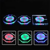 voordelige Decoratieve lichten-3 stuks LED-onderzetters van acryl voor cocktails, met een flitsende basis en ultradunne LED-verlichting, perfect als decoratie voor je bartafel.
