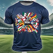 abordables Camisetas de deporte y gimnasio-Copa Internacional de Fútbol 2026, torneo mundial de fútbol, hombre, 2026, banderas de varios países del mundo, EE. UU., México, Canadá, balones de fútbol, gráfico, deportivo, recuerdo, camiseta de